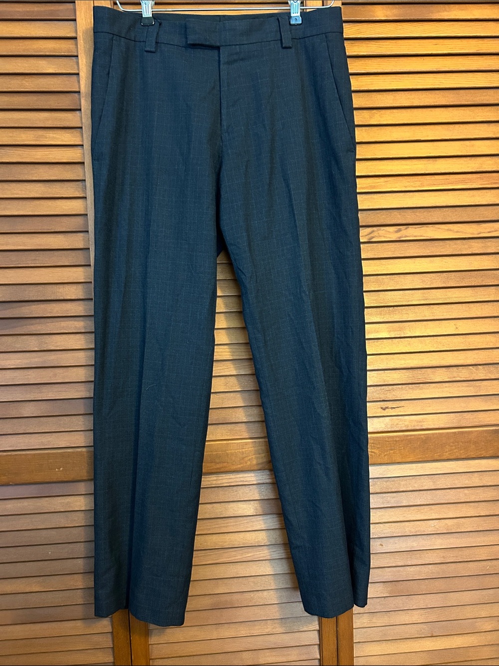 Kenneth Cole Men's Dark Charcoal Blue Plaid Dress Pants 31x30